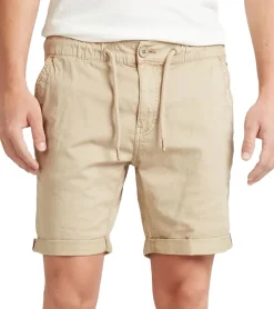 Große Größen|Shorts & Bermudas*BLEND Herren Baumwoll-Shorts kurze Bermuda mit Krempelsaum und Gummibund 20716624 161104 Beige