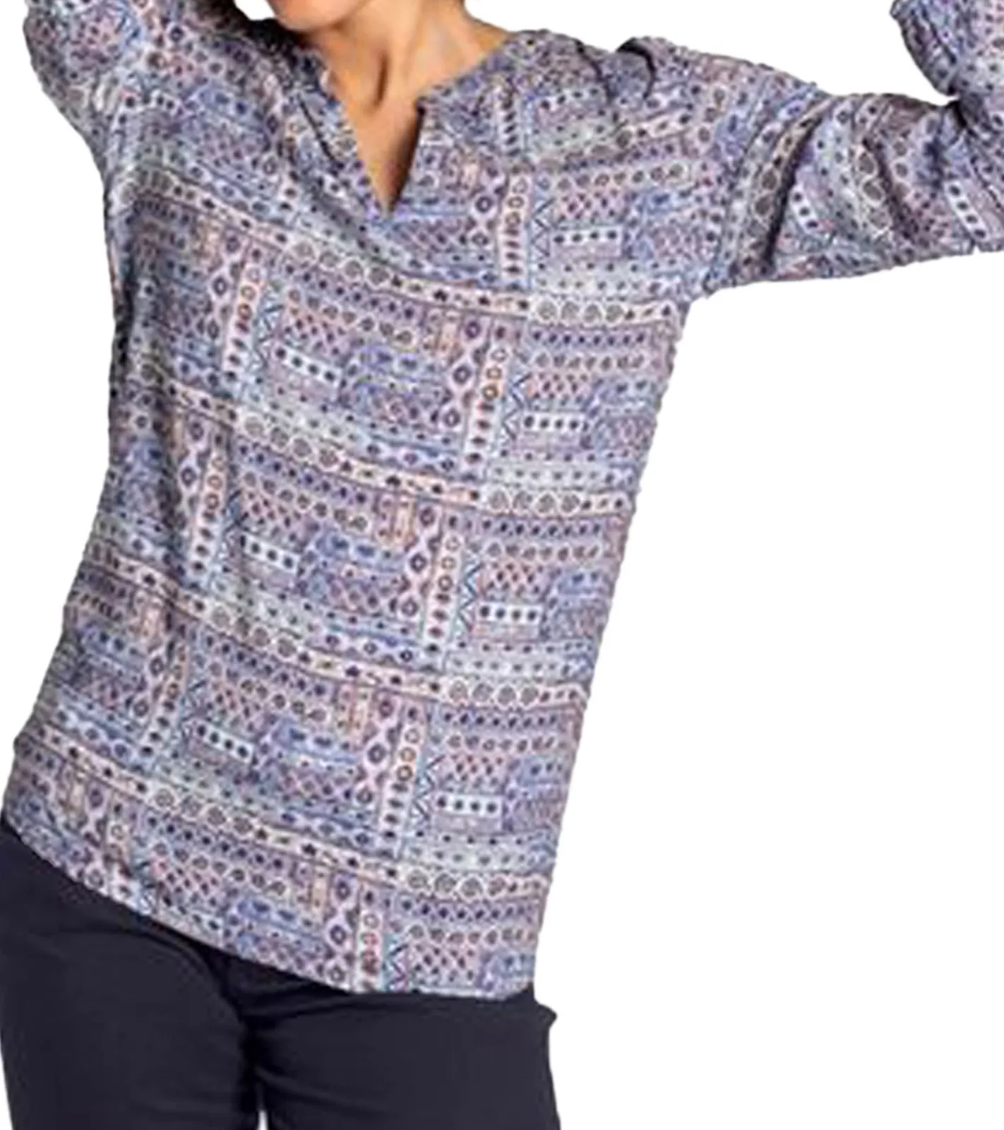 Poloshirts & Blusen|Tops & T-Shirts*BOYSEN´S BOYSEN`S Damen Blusen-Shirt mit V-Ausschnitt Langarm-Shirt Sommer-Tunika 81925947 Bunt