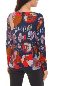 Sweater & Pullover*BOYSEN´S Damen Druck-Shirt mit Allover-Print Langarm-Bluse 39077013 Grau/Orange