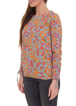 Sweater & Pullover*BOYSEN´S Damen Druck-Shirt mit Allover-Print Langarm-Bluse 39077013 Grau/Orange