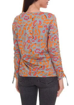 Sweater & Pullover*BOYSEN´S Damen Druck-Shirt mit Allover-Print Langarm-Bluse 39077013 Grau/Orange