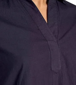 Kleider*BOYSEN´S Damen Kleid modisches Blusen-Kleid Langarm aus reiner Baumwolle 66338030 Dunkelblau