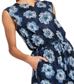 Kleider*BOYSEN´S Damen Maxi-Kleid mit floralem Allover-Print ärmelloses Jersey-Kleid 95560104 Dunkelblau