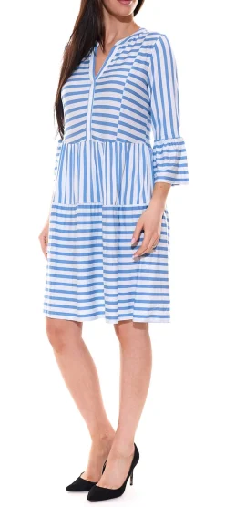 Kleider*BOYSEN´S Damen Mini-Kleid Stufen-Kleid mit Streifen 63821354 Blau
