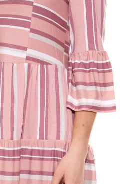 Kleider*BOYSEN´S Damen Mini-Kleid Stufen-Kleid mit Streifen 34988469 Rosa