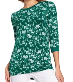 Tops & T-Shirts*BOYSEN´S Damen Shirt modisches Shirt mit 3/4 Ärmeln und Blütendruck 42406115 Grün