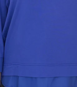 Tops & T-Shirts*BOYSEN´S Damen Sommer-Shirt 3/4 Arm Shirt mit Chiffon und Kellerfalte 43765933 Kobaltblau