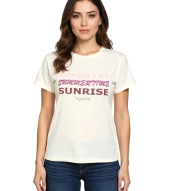 Tops & T-Shirts*BOYSEN´S Damen T-Shirt ausgefallenes Sommer-Shirt mit Sommer-Sprüchen 65100734 Beige/Pink