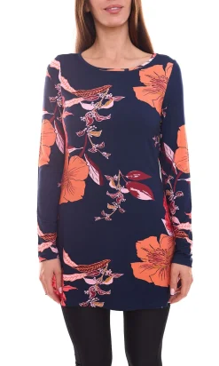 Poloshirts & Blusen*BOYSEN´S Jersey-Bluse weich fließende Damen Langarm-Bluse mit Blumen-Muster 71322967 Schwarz