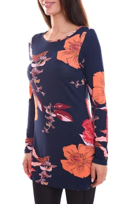 Poloshirts & Blusen*BOYSEN´S Jersey-Bluse weich fließende Damen Langarm-Bluse mit Blumen-Muster 71322967 Schwarz