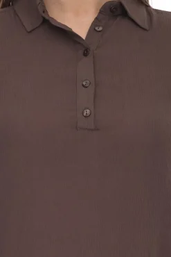 Kleider|Poloshirts & Blusen*BOYSEN´S Kleid Damen Hemdblusen-Kleid in Crinkle Optik leicht durchscheinend 42883962 Braun