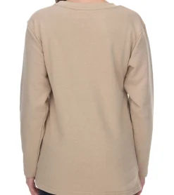 Sweater & Pullover*BOYSEN´S BOYSEN`S Sweater Damen Pullover Live to Love Schriftzug Baumwoll-Sweater 35082539 Beige
