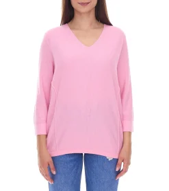 Sweater & Pullover*BOYSEN´S BOYSENS´S Damen Strick-Pullover mit V-Ausschnitt und 3/4-Ärmeln Sommer-Pulli 73541209 Rosa
