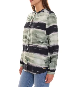 Poloshirts & Blusen*bruno banani Damen Langarm-Bluse im Batik-Look Sommershirt 31663237 Grün/Schwarz