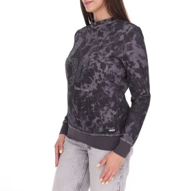 Sweater & Pullover*bruno banani Damen Sweat-Shirt stylisches Langarm-Shirt mit Logo-Print 39488624 Schwarz/Grau