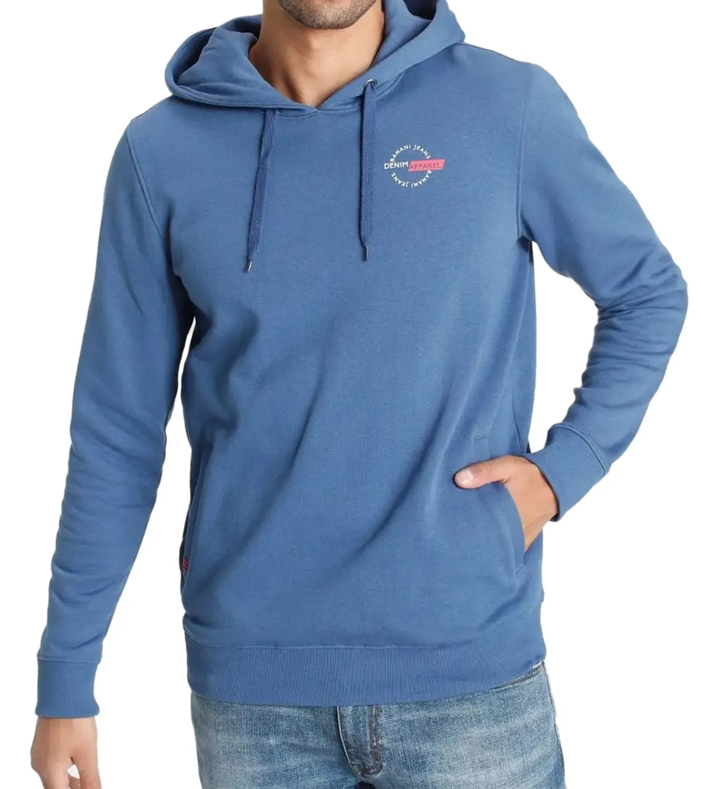 Pullover & Sweater*bruno banani Herren Kapuzen-Pullover modischer Baumwoll-Pullover Hoodie Slim Fit 95715065 Blau