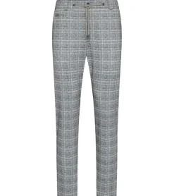 Jeans & Hosen*bugatti Herren Chino-Hose modische Freizeit-Hose im Karo-Muster 51733142 Grau/Schwarz/Weiß