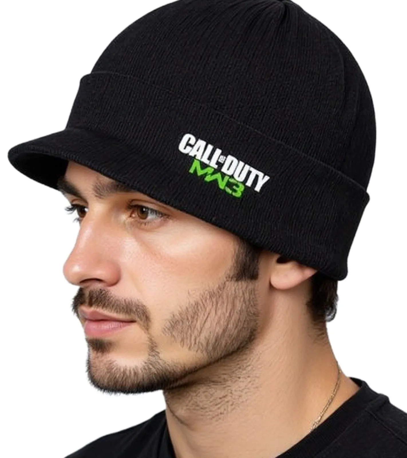 Caps & Mützen*BioworldMerch Call Of Duty MW3 Videospiel Schirm-Beanie mit MW3-Stickerei Strick-Mütze Fan-Beanie 84680CDT Schwarz