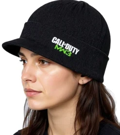 Caps & Mützen*BioworldMerch Call Of Duty MW3 Videospiel Schirm-Beanie mit MW3-Stickerei Strick-Mütze Fan-Beanie 84680CDT Schwarz