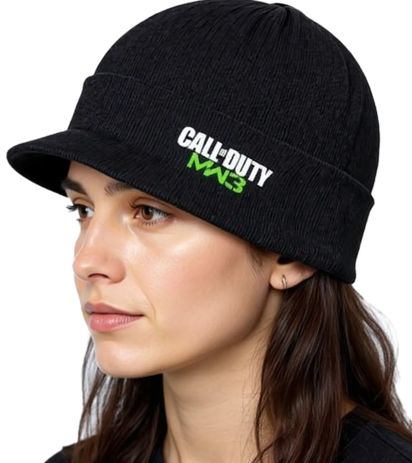 Caps & Mützen*BioworldMerch Call Of Duty MW3 Videospiel Schirm-Beanie mit MW3-Stickerei Strick-Mütze Fan-Beanie 84680CDT Schwarz
