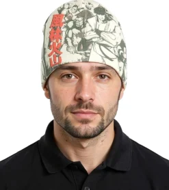 Caps & Mützen*BioworldMerch CAPCOM Street-Fighter Beanie mit Ryu, Blanka und anderen Kämpfern Gaming-Mütze Strick-Beanie Fan-Artikel KC201429STR Creme-Weiß/Grün/Rot