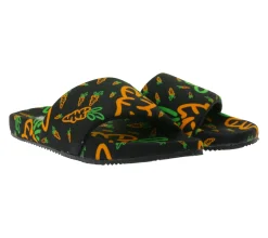 Sandalen & Zehentrenner*Carrots Slides Sommer-Schuhe Herren Slip-On Latschen mit Karottenmotiv Pantoletten ACFW02ABOG Schwarz/Orange