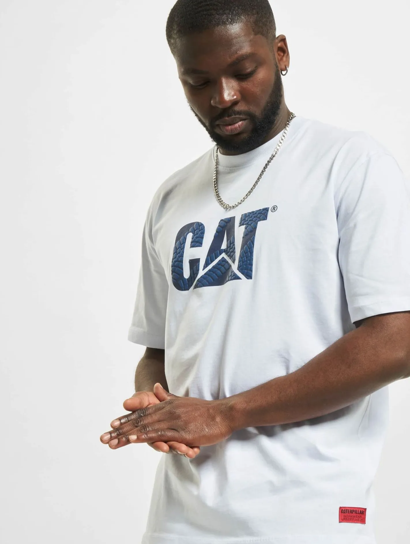 T-Shirts & Tank Tops*CATERPILLAR T-Shirt mit -Räder-Print weiß