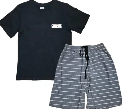 Bademode & Nachtwäsche*CINQUE Baumwoll-Pyjama kurze Hose Rundhals-Shirt für Damen in Rosa/Weiß, Schwarz/Weiß oder für Herren in Schwarz/Weiß