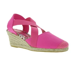 Zehentrenner & Sandalen|Halbschuhe & Pumps*Citywalk Wedges Damen Keilabsatz-Sandalen mit Gummizug Espadrilles 11007623 Pink