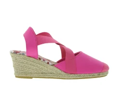 Zehentrenner & Sandalen|Halbschuhe & Pumps*Citywalk Wedges Damen Keilabsatz-Sandalen mit Gummizug Espadrilles 11007623 Pink