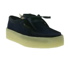 Halbschuhe & Pumps*Clarks Wallabee Cup Damen Halb-Schuhe modische Echtleder Schnür-Schuhe Blau