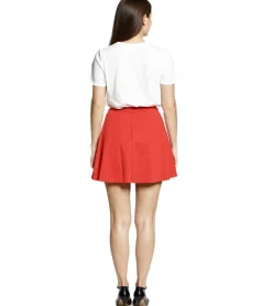 Röcke*COURSE Damen Mini-Rock Jersey-Rock mit Gummizug ausgestellter Sommer-Rock Rot