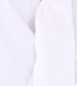 Poloshirts & Blusen*COURSE Damen Sommer-Bluse mit Perlen Langarm-Shirt 901879 Weiß