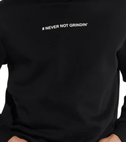 Pullover & Sweater*COURSE Herren Hoodie mit "# never not grindin"-Print auf Brust Kapuzen-Pullover Baumwoll-Sweater 901141 Schwarz
