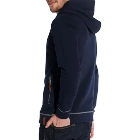 Pullover & Sweater*COURSE Herren Kapuzen-Pullover schlichter Baumwoll-Pullover Sweat-Hoodie Langarm-Shirt 4335 Dunkelblau/Weiß