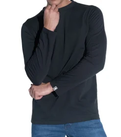 Pullover & Sweater*COURSE Herren Longssleeve Baumwoll-Pullover Langarm-Shirt Rundhals-Pullover 900819 Schwarz