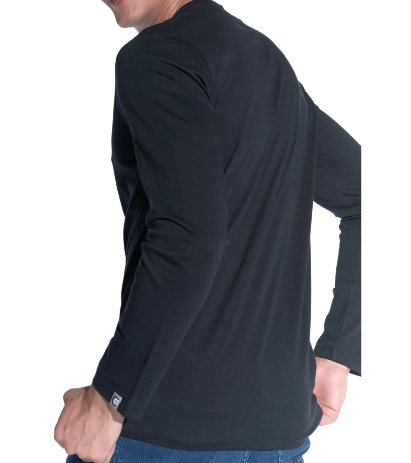 Pullover & Sweater*COURSE Herren Longssleeve Baumwoll-Pullover Langarm-Shirt Rundhals-Pullover 900819 Schwarz