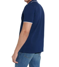 Hemden & Poloshirts*COURSE Herren Polo-Shirt Baumwoll-Shirt mit Kontrast-Kanten Kurzarm-Hemd 900620 Dunkelblau