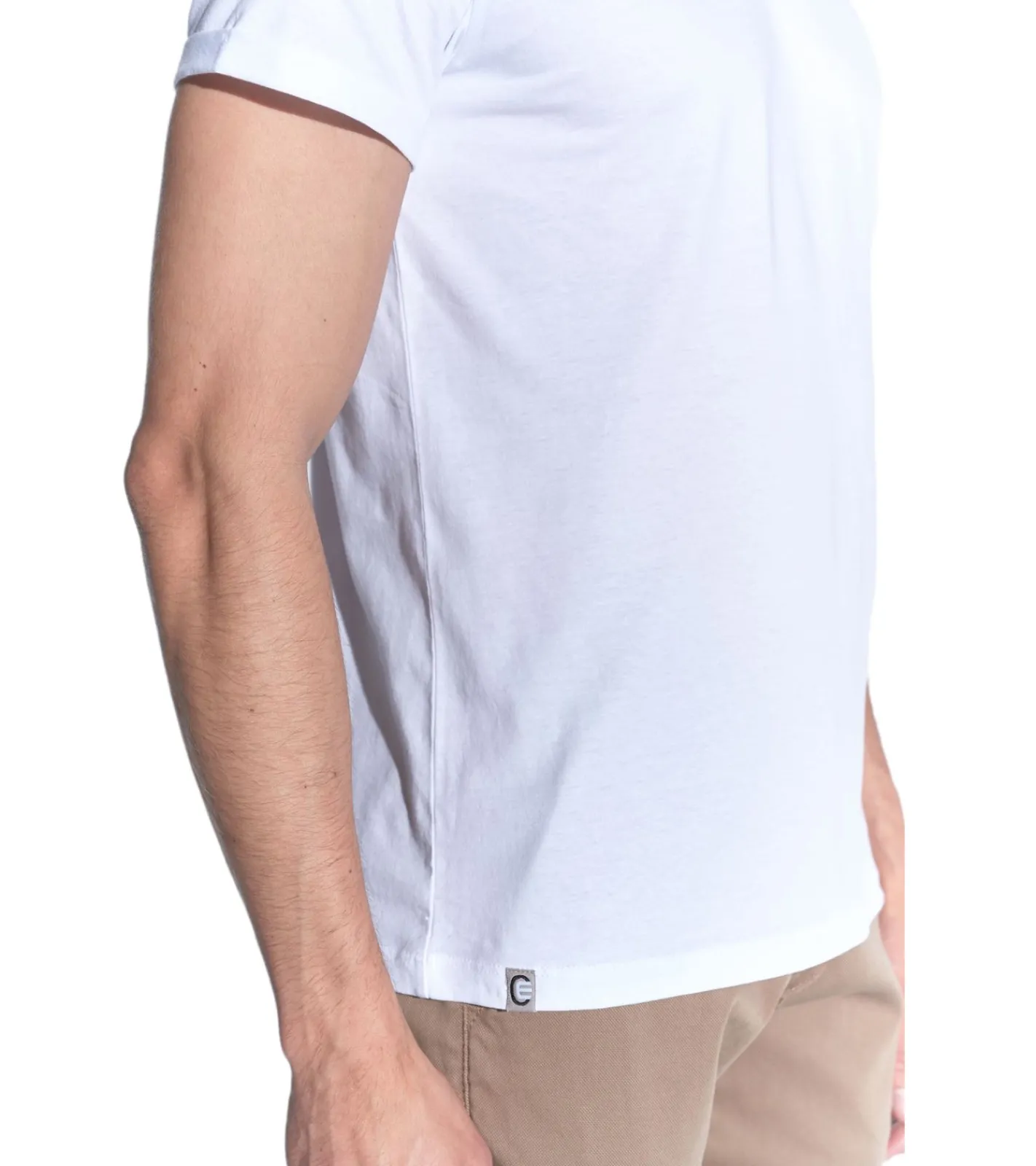 T-Shirts & Tank Tops*COURSE Herren T-Shirt mit Krempelarm Baumwoll-Shirt Rundhals-Shirt 900669 Weiß