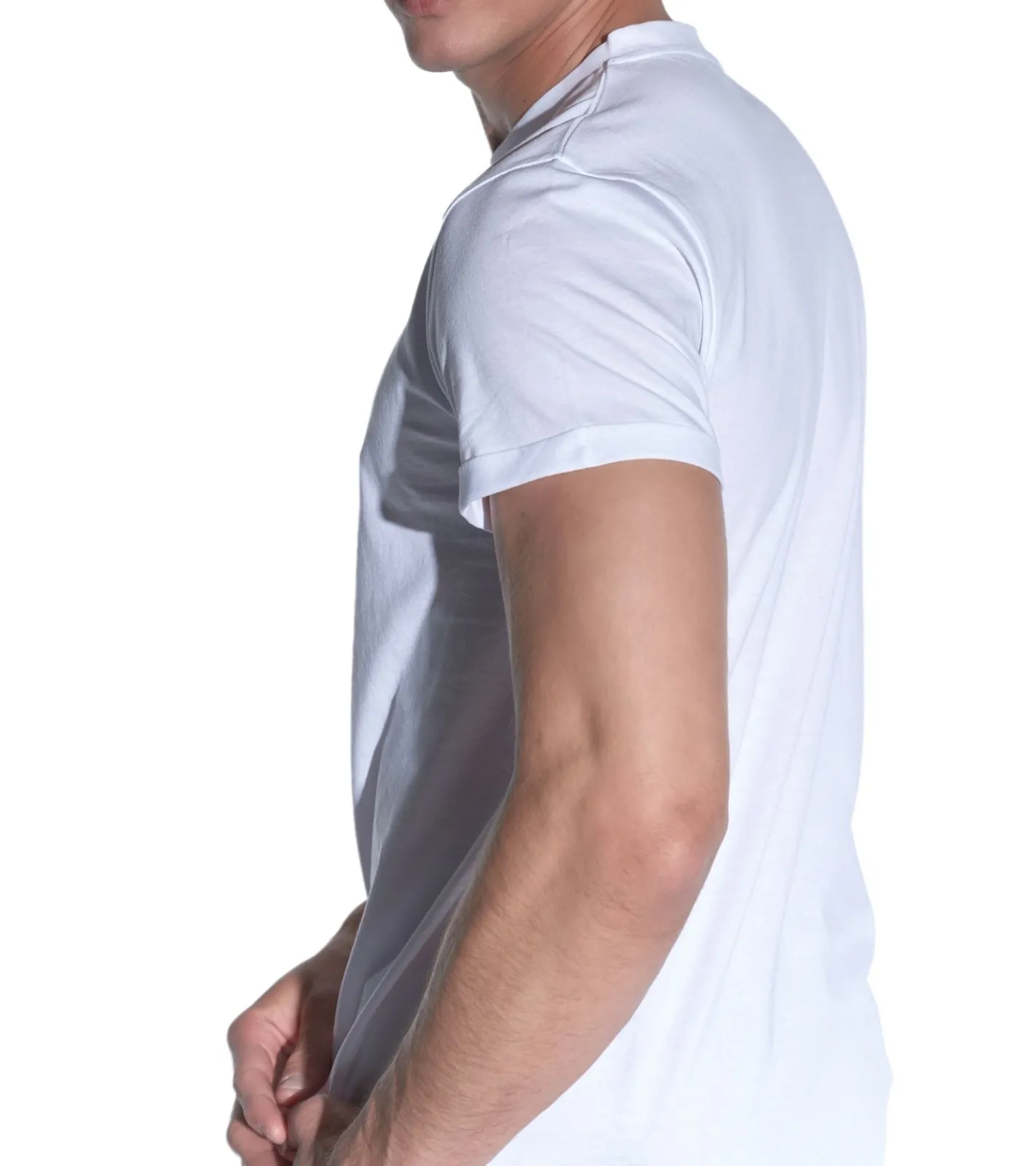 T-Shirts & Tank Tops*COURSE Herren T-Shirt mit Krempelarm Baumwoll-Shirt Rundhals-Shirt 900669 Weiß