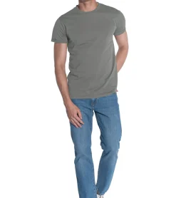 T-Shirts & Tank Tops*COURSE Herren T-Shirt mit Krempelarm Baumwoll-Shirt Rundhals-Shirt 900910 Grau