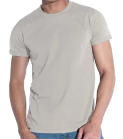 T-Shirts & Tank Tops*COURSE Herren T-Shirt mit Krempelarm Baumwoll-Shirt Rundhals-Shirt 900910 Beige