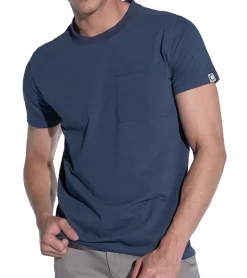 T-Shirts & Tank Tops*COURSE Slub Cotton Herren Basic T-Shirt mit Brusttasche Rundhals-Shirt Baumwoll-Shirt 900990 Dunkelblau