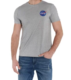 T-Shirts & Tank Tops*COURSE X NASA Herren T-Shirt mit NASA-Patch Rundhals-Shirt Fan-Shirt 901368 Grau