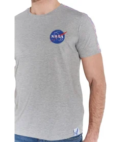 T-Shirts & Tank Tops*COURSE X NASA Herren T-Shirt mit NASA-Patch Rundhals-Shirt Fan-Shirt 901368 Grau