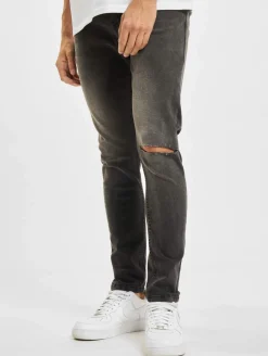 Jeans & Hosen*CRIMINAL DAMAGE Skinny-Jeans in Rip-Waschung, Grau
