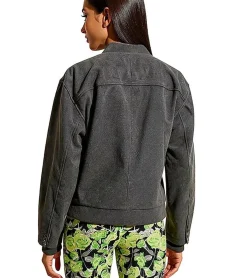 Große Größen|Mäntel & Jacken*O46bpx Damen Bomber-Jacke aus Woll-Mix Blouson mit aufgesetzten Taschen Übergangs-Jacke 952374 Grau