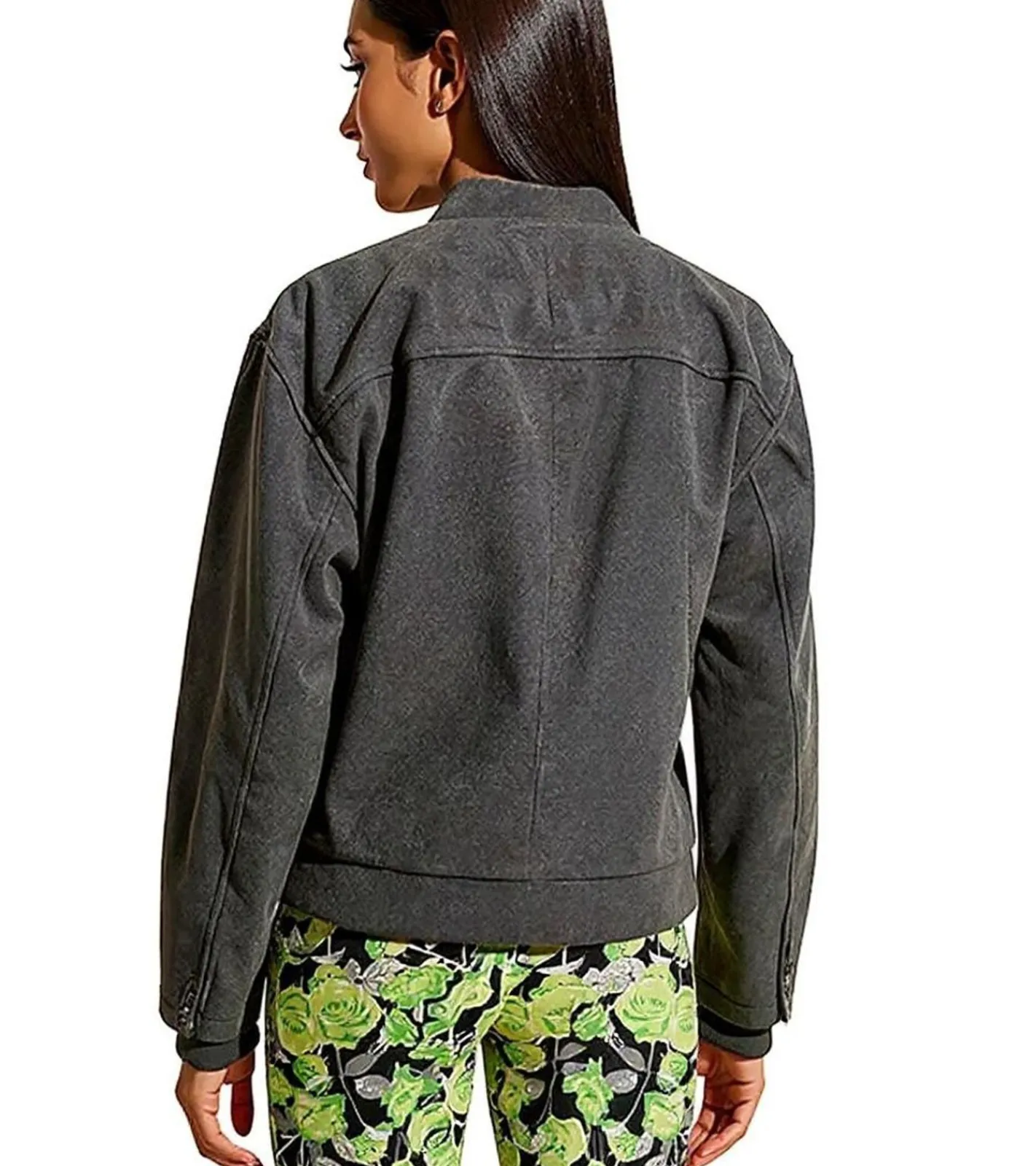 Große Größen|Mäntel & Jacken*O46bpx Damen Bomber-Jacke aus Woll-Mix Blouson mit aufgesetzten Taschen Übergangs-Jacke 952374 Grau