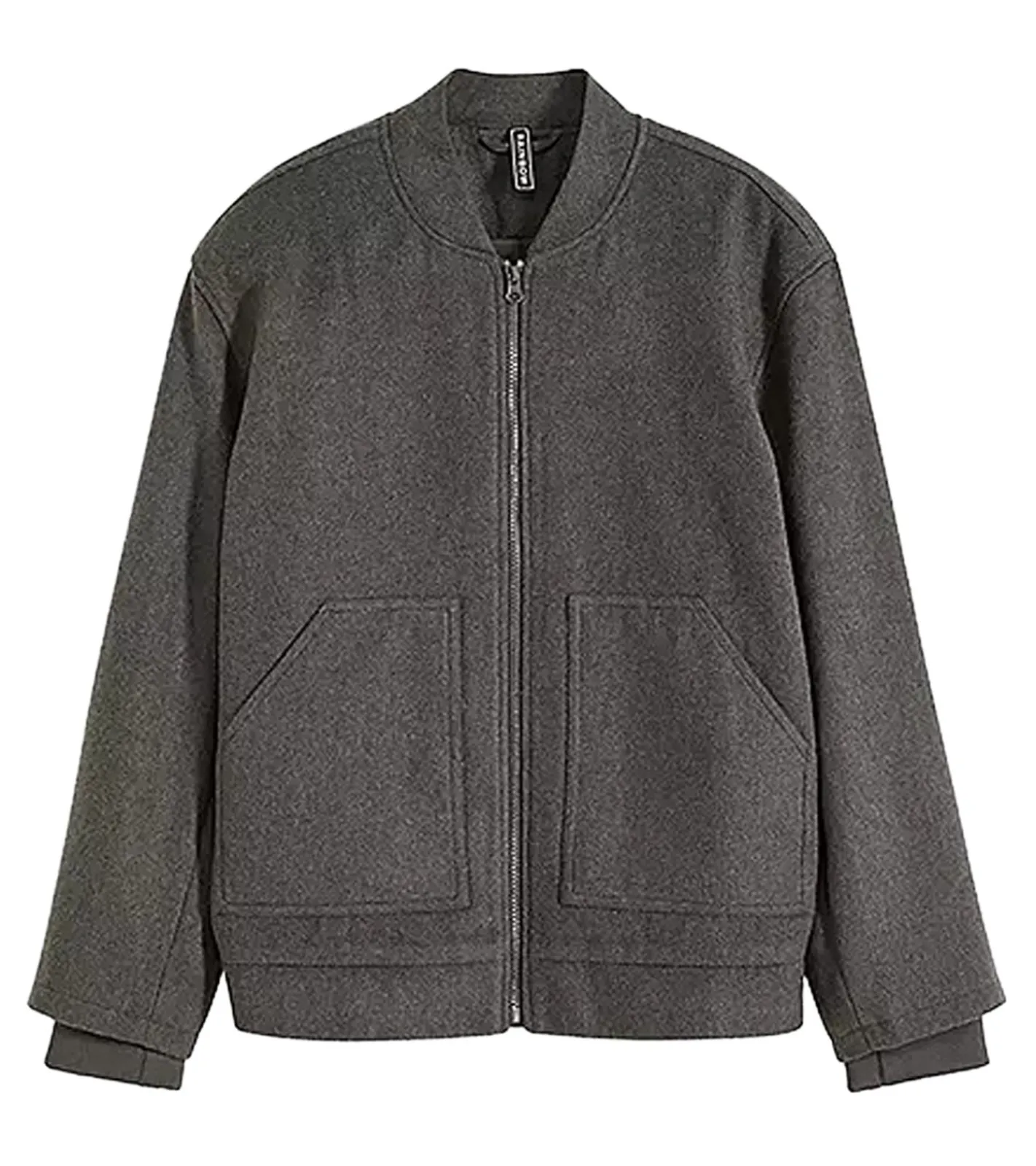 Große Größen|Mäntel & Jacken*O46bpx Damen Bomber-Jacke aus Woll-Mix Blouson mit aufgesetzten Taschen Übergangs-Jacke 952374 Grau