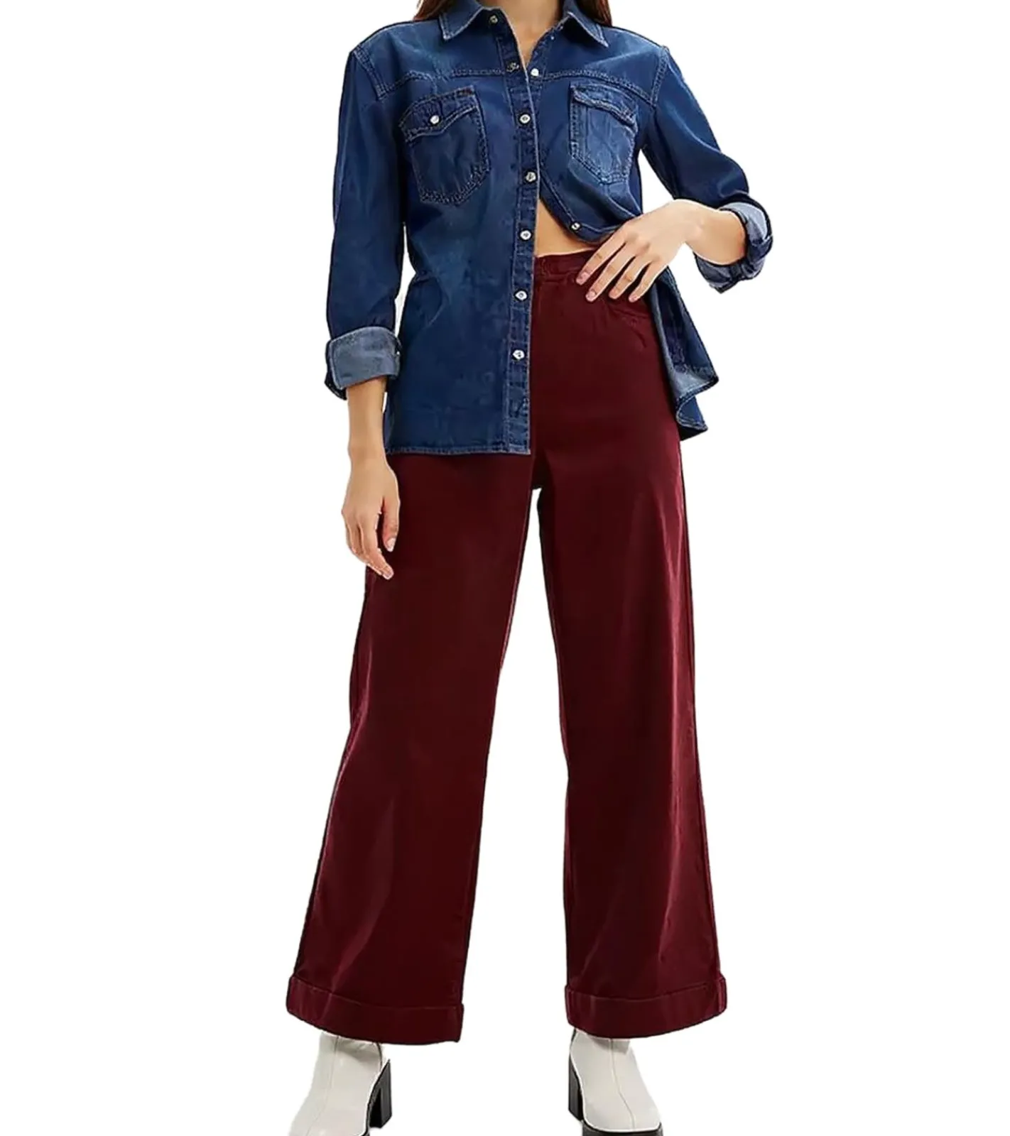 Große Größen|Hosen & Jeans*O46bpx Damen Cord-Jeans aus Baumwolle weit geschnittene Herbst-Hose Größe Größen 966140 Weinrot